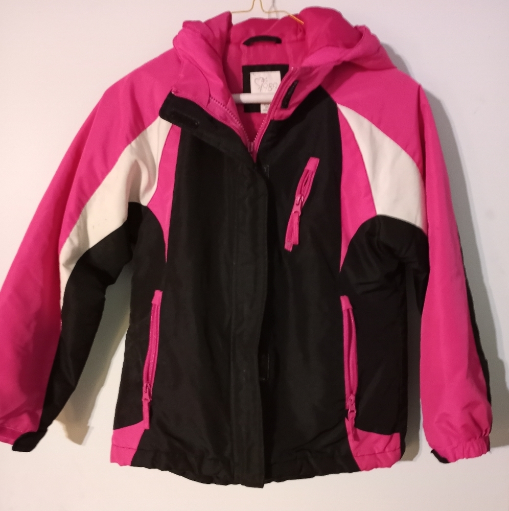 Girls 1989 Place pink and black ski coat medium